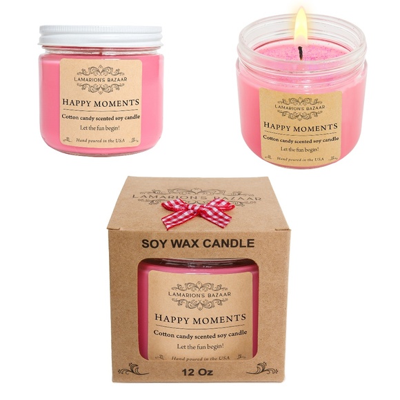 "HAPPY MOMENTS" - Cotton Candy Scented Candle - 100% Soy - Handmade - Picture 8 of 8